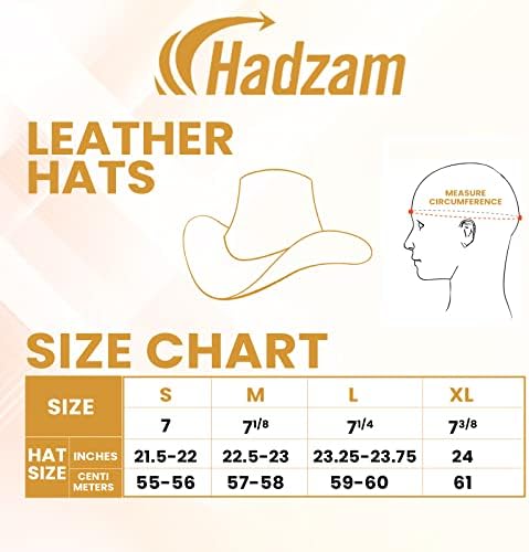 כובע קאובוי עור אטום למקלחת Hadzam | כובע מערבי לגשם | כובעי עור עמידים לגברים | כובע אאוטבק